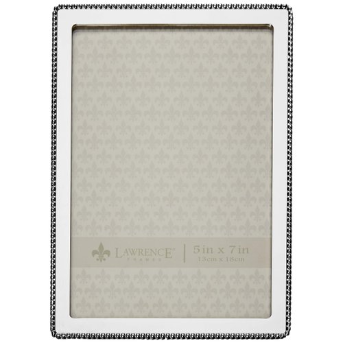 Lawrence Frames Metal Picture Frame with Delicate Outer Border of Beads, Silver, 5x7