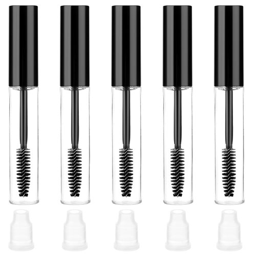 10ml Empty Mascara Tube,5 Pcs Mascara Tubes Empty for Castor Oil,Clear Mascara Tube with Wand,Empty Mascara Tube and Wand(black)