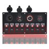Geloo 8 Gang Marine Rocker Switch Panel, Boat Switch Panel Waterproof, 12V Switch Panel Toggle Switches Panel with LED Circuit Breaker 3.1A USB Charger Voltmeter ON/Off for Car Rvs Vehicles (Red)
