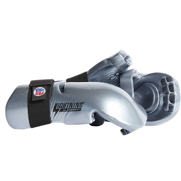 Pro Force Lightning Punches Karate Sparring Gloves (Silver, Small (Knuckle Width: 3-1/4" - 3-3/8"))