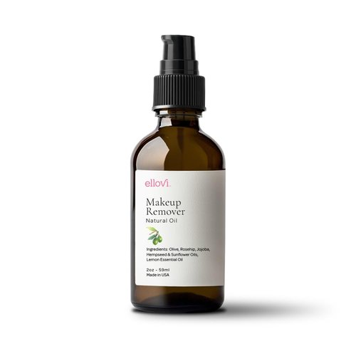 Ellovi Makeup Remover Oil – 100% Natural Hydrating Cleanser for Sensitive, Dry & Acne-Prone Skin – Vegan, Non-Comedogenic, Removes Waterproof Makeup, Cold-Pressed, 2oz