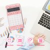 Office Calculator with Bling Crystal Decorative with Calendar Time Alarm Clock for Fashionable Desk Accessory, Office or Home Gift (Pink)