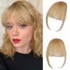 Clip in Bangs 100% Real Human Hair Bangs Hair Clip Deep Blonde Wispy Fake Bangs,Clip on Bangs for Women Faux Bangs Clip in Hair extensions/Pieces with Hair Roller