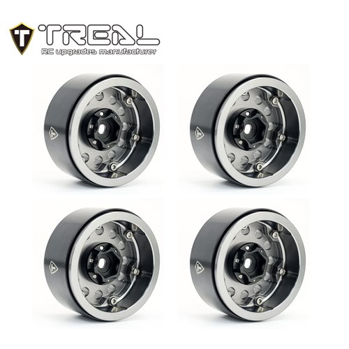 Treal Metal 1.9 Beadlock Wheel Rims 4pcs Vintage Design Wheel Hub for Wagon Wheel 1:10 RC Crawler -Type I (Silver)