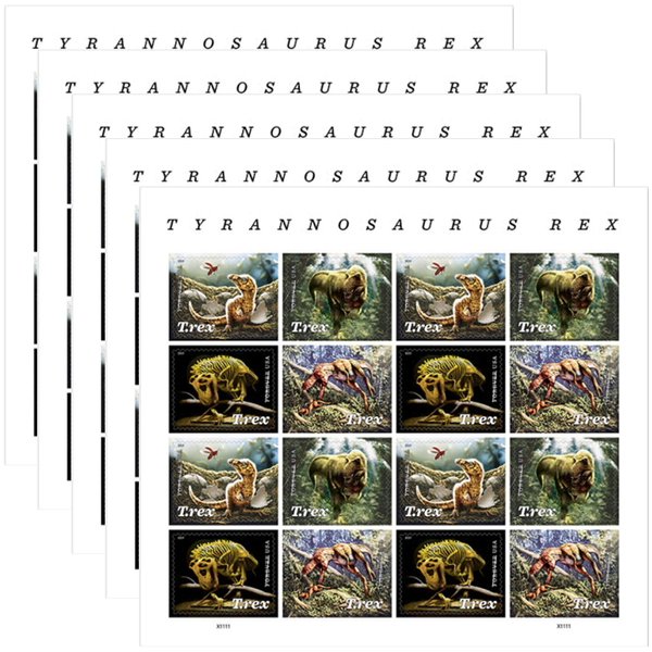 Tyrannosaurus Rex (T Rex) Forever First Class US Postage Stamps Prehistoric Dinosaur (80 Stamps)