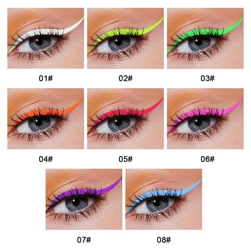BONNIE CHOICE 8 Colors UV Neon Liquid Eyeliner Set, Matte Colored Eyeliners Pen, Colorful Waterproof Smudge-proof Pigmented Colorful Eyeliner, Delineadores de Colores Para Ojos Eye Makeup Gift Kit