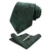 JEMYGINS Dark Green Paisley Tie Wedding Business Silk Necktie and Pocket Square, Hankerchief with Tie Clip Sets for Men(7)