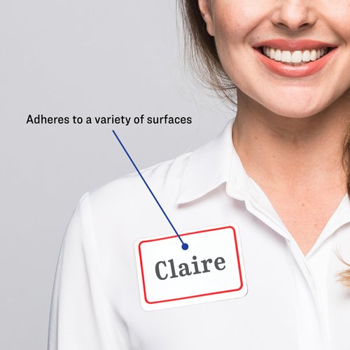 Avery Flexible Printable Name Tags, 2-1/3" x 3-3/8", White with Red Border, 400 Removable Name Badges (05095)