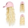 SUNBORRY Women's Wig Hats with Wavy Hair Extensions, Baseball Cap with Hair Attached, 20 Inch (Pink hat-Figure-613 Wool roll)