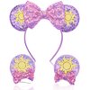 Akkya Mouse Ears Headband Hair Clips Accessories for Women Girl Kid Adult Birthday Party Princess Park Costume Mini Bow Gift Purple Sun