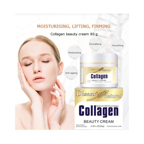 DISAAR BEAUTY Collagen Cream Forehead Neck Lines Smile Wrinkles Facial Spots Dry Skin Weak Muscules Improve Your Face 80g