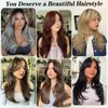 Mayouda Layered Wig With Curtain Bangs For Women Copper Red Layered Wig 26Inch Straight Wavy Hair Wig Natural Looking Synthetic Heat Resistant Wigs for Daily Party Use (26Inch, Copper Red#)