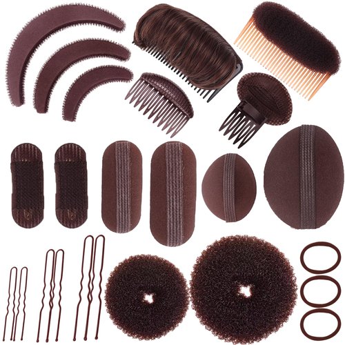 Hair Base Sponge Invisible Hair Clip Comb Bump It Up Volume Tool False Hair Pads Hair Bump Styling Insert Tool Hair Extensions Accessories (Brown)