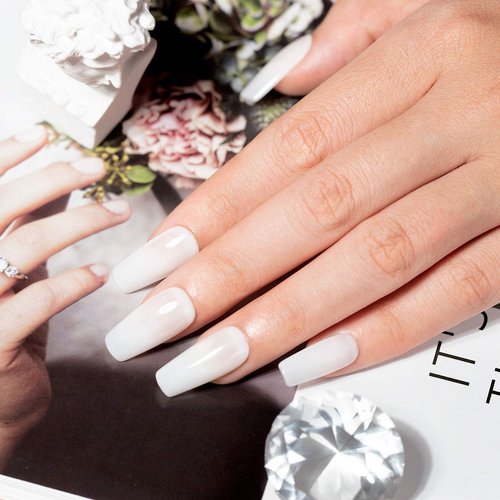 RARJSM Milky White Gel Polish, 15ML French White Nail Art Manicure Varnish LED UV Translucent Gel Nail Polish Soak Off Clear Nail Gel Sheer White Gel Polish