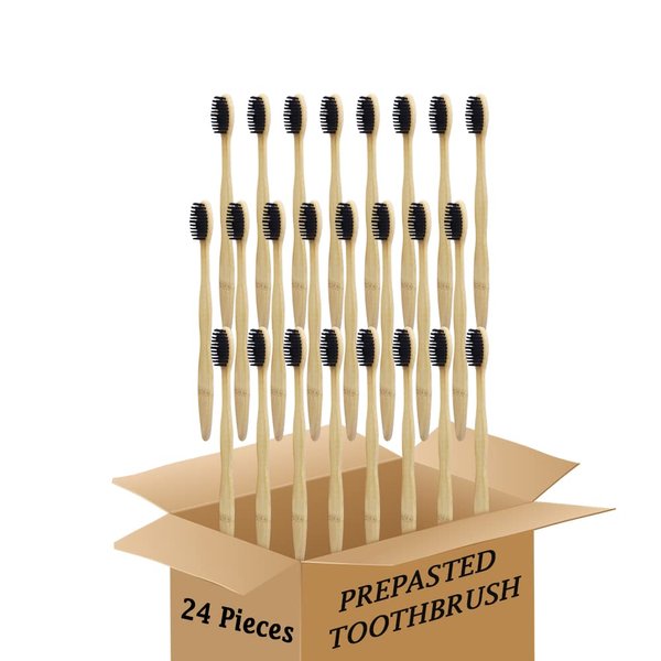 N-amboo Bamboo Toothbrush Prepasted Disposable Toothbrsuh Soft Bristles Prepasted Toothbrush,Disposable Toothbrsuh (24 Pieces)