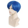 IEBIYO Mens Blue Wig Joy Short Blue Cosplay Wig Boys Blue Anime Wig Heat Resistant Halloween Party Costume Wig (Blue)