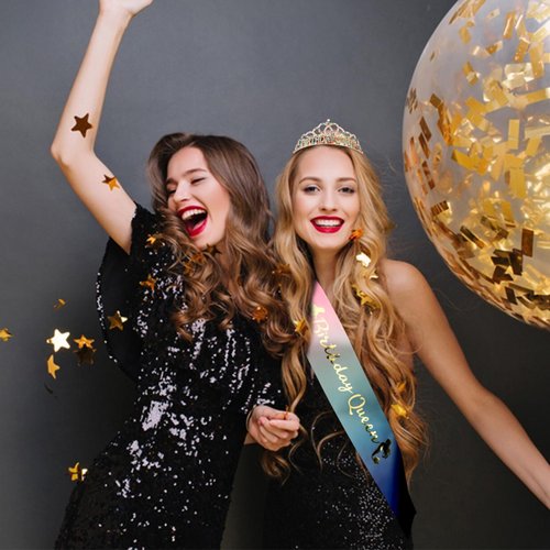 Chanaco Birthday Sash Birthday Crowns for Women Birthday Queen Sash Tiaras for Women Gold Birthday Tiara Happy Birthday Decorations Birthday Gifts for Women