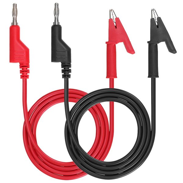 Sumnacon Multimeter Banana Plug to Crocodile Alligator Clip Test Probe, 2PCS 4mm Stackable Colorful Silicone Banana Plug to Alligator Clip Test Probe Lead Wire Cable 1M/3.3 Ft