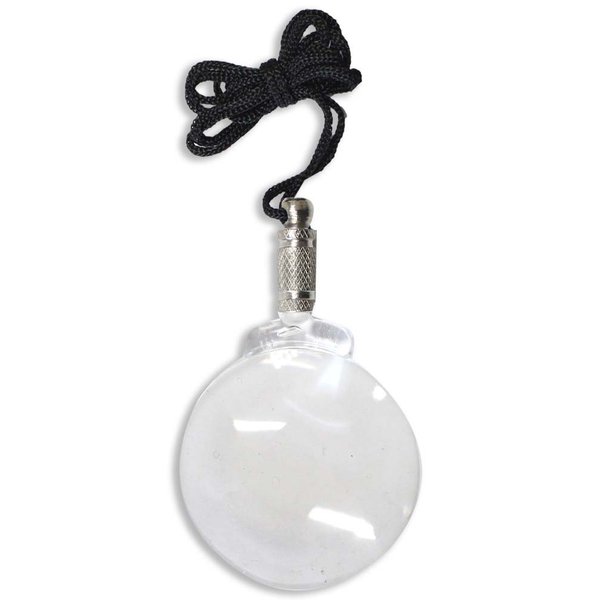 MAXIMIZE Rimless, 2.5" (6.4cm) Acrylic Neck Worn 2X Magnifier | Durable Steel Handle with Chrome Finish | Ergonomic Grip Design | Lightweight & Portable with Nylon Lanyard