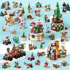 WULOBOOI Christmas Advent Calendar Mini Building Set, 35 in 1 Xmas Ornaments Santa Claus Tree Train House Reindeer Sleigh Playset，1523 Pieces Christmas Creative Gifts for Adults Kids Girls Boys