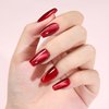 CHRISTINE SHELLY Press On Nails Reusable Handmade CatEye Sparkle Manicure Glitter Effect Custom Nail Medium Coffin Red 10Pics With Professional Nail Kit (M)