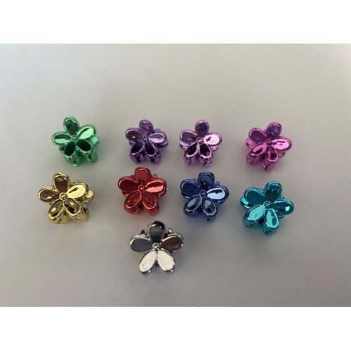 Generic Micro mini extra tiny metalic colored flower acrylic hair claw clip (Clip quantity: 6 Clips, Primary color: Gold)