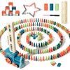 WFOGOC Automatic Domino Train Toys for Kids 200pcs Blocks and Stacking Toys Dominos Montessori for Boys Girls Christmas Birthday Gifts for Toddler Activities Game Ages 3 4 5 6-8