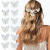 Tyqour 12Pcs Butterfly Hair Clips for Girls Women, Tiny Butterfly Hair Clips, Clear Glitter Hair Clips, Butterfly Hair Pins, Kawaii Y2k Hair Clips, Butterfly Accessories for Teens Women Girls