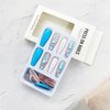 RTKHFZE Summer Acrylic Press on Nails Long Blue Fake Nails French Extra Long Acrylic Nails with Blue Swirl Designs Glossy Artificial Nails for Women and Girls 24PCS
