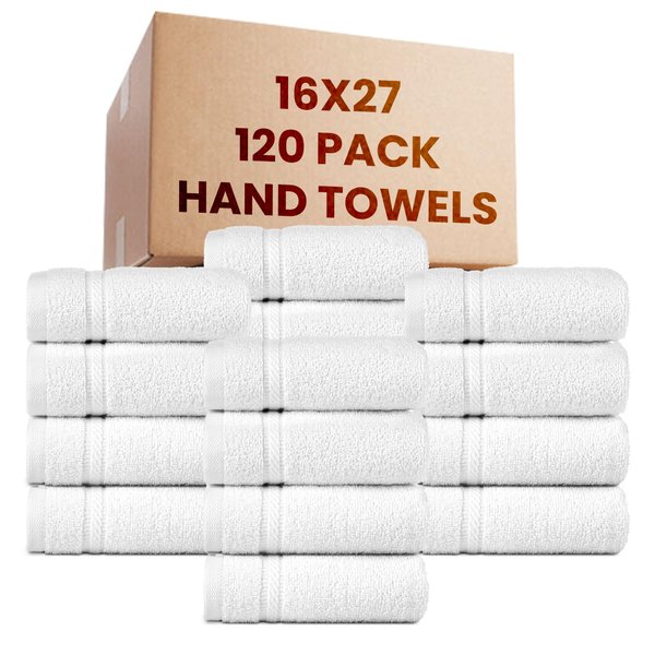 belem Luxury 100% Cotton Bulk Salon Towels (16x27) - 120 Hand Towels Bulk - Save $149 in Bulk Massage Towels - Quick Dry - Soft - Absorbent Wholesale Pack - Gym Towels, Spa Towels