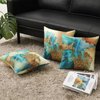 HOSTECCO Gold Abstract Pillow Covers Set of 4 Nordic Blue Pillow Cases Teal and Gold Modern Decorative Cushion Covers for Sofa Couch 18x18 inches