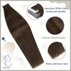 LaaVoo Dark Brown Tape in Hair Extensions Human Hair #4 Tape Hair Extensions Real Human Hair Silky Straight Brown Hair Extensions Tape ins 20 Pieces 14 Inch 40g