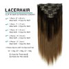 Lacer Dark Brown Roots Clip in Hair Extensions Human Hair Fading to Chestnut Brown Clip in Extensions 14 Inch for Long Natural Extensions Human Hair 120 Grams 7 Pcs