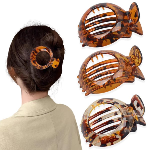KuuGuu 3 PCS Hair Clips for Thin Hair, Flat Hair Clips for Women,Strong Hold Banana Barrettes Hair Clamps Jaw Clips for Women,Barrettes for Women Hair Clamps Jaw Clips