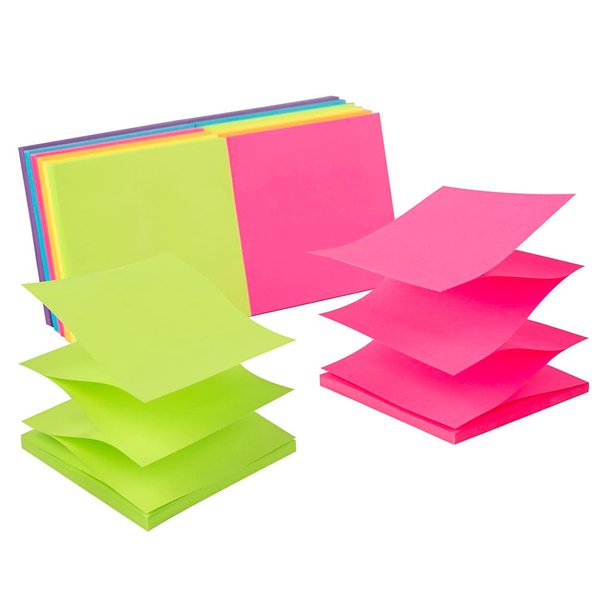 (12 Pack) Pop-up Sticky Notes 3x3 in,Bright Colors Super Sticking Power Memo Pads, 6 Colors, Strong Adhesive