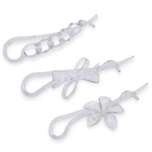 Parcelona French Twist n Clip Flower, Bow and Chain 4" Celluloid Metal Free Hair Barrette Clips Non Slip Women Hair Accessories Hair Clip for Girls, Made in France(Crystal Clear)