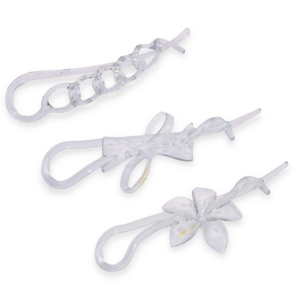 Parcelona French Twist n Clip Flower, Bow and Chain 4" Celluloid Metal Free Hair Barrette Clips Non Slip Women Hair Accessories Hair Clip for Girls, Made in France(Crystal Clear)