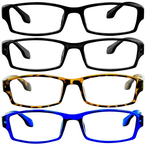 TruVision Readers - 9501HP - 4 pk -2 Black Tortoise Blue- +1.50