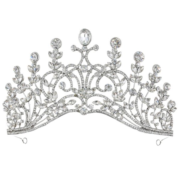SAMKY Bride's Wedding Tiara Headpiece Silver Bridal Crown Rhinestone Crystal Hair Accessories for Woman