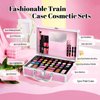 YBUETE Beginner Makeup Kit for Teen,Makeup Gift Set for Girl Women,Beginner Makeup Kit with Cosmetic Train Case Included 32 Colors Eyeshadow Blusher Contour Lip Gloss Lip Liner Mascara Eyeliner Mirror