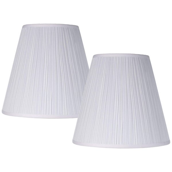 Set of 2 Mushroom Pleated Medium Empire Lamp Shades 9" Top x 16" Bottom x 14.5" High (Spider) Replacement with Harp and Finial - Brentwood