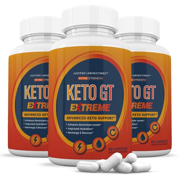 (3 Pack) Keto GT Extreme Keto Pills 1675MG New & Improved Formula Contains Apple Cider Vinegar Extra Virgin Olive Oil Powder Green Tea Leaf 180 Capsules