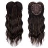 PORSMEER Hair Toppers for Women 18 inch Wavy Curl Hair Topper for Women Synthetic Hair Pieces for Women with Thinning Hair Clip In Hair Topper Wiglets with Fringe (Natural black with Hihglights)