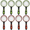 SHENGQIDZ 8 Pack 8X Handheld Magnifying Glass Reading Magnifier for Seniors and Kids, 50mm Magnifying Glass Lens with Non-Slip Rubber Handle for Reading Hobbies and Science