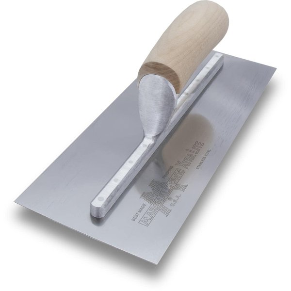 Marshalltown Finishing Trowel, 11 by 4 1/2 Inch, Perfect for Spackling, Sheetrock, Stucco, Concrete, EIFS and More, Wooden Curved Handle, Stainless Steel Blade, Xtralite Mounting, MXS1SS