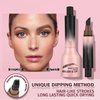 Liquid Eyebrow Brush, Beginner Brow-Fection Angled Brush & Dip, Waterproof Long Lasting Smudge Proof Brow Pencil with Square Brush and Dip for Eyebrows, Sideburns and Beard (#02 taupe)