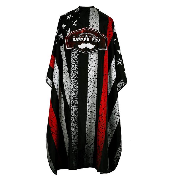 Barber Cape, Hair Cutting Cape with Snap Closure, Polyester Hairdressing Cape, for Hairdresser 64'' x 57'' (Stripe American Flag Print)