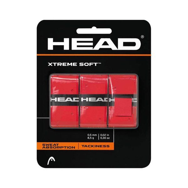 Head Xtreme Soft Racquet Overgrip Tennis Racket Grip Tape 3 Pack Red, White, Pack US