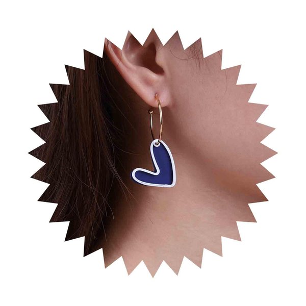 Sttiafay Vintage Blue Heart Earrings Enamel Heart Drop Earrings Acrylic Love Heart Earrings C Shape Hoop Earrings Gold Open Circle Earrings Jewelry for Women