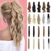 Qunlinta Ponytail Extension Hair Extensions Ponytail 18" 20" Claw Curly Wavy Ponytail Extension Straight Clip in Ponytail Extension Synthetic Hairpiece Ash Blonde